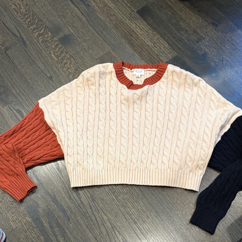Le Lis Multicolor Colorblocked Cable Knit Sweater